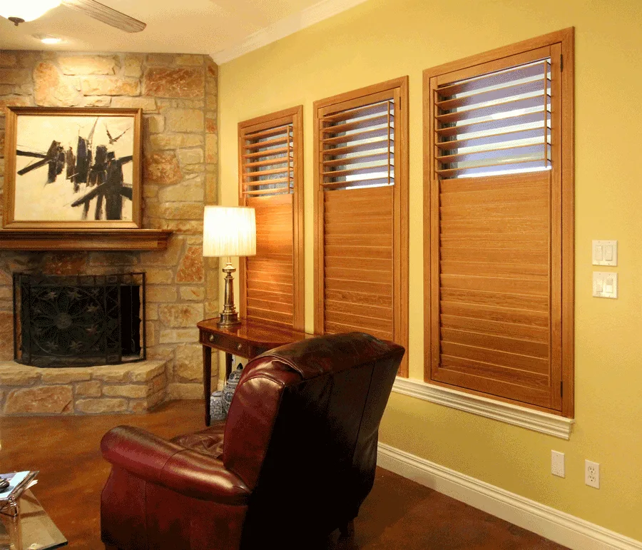 Traditional colonial shutters installed on front-facing windows