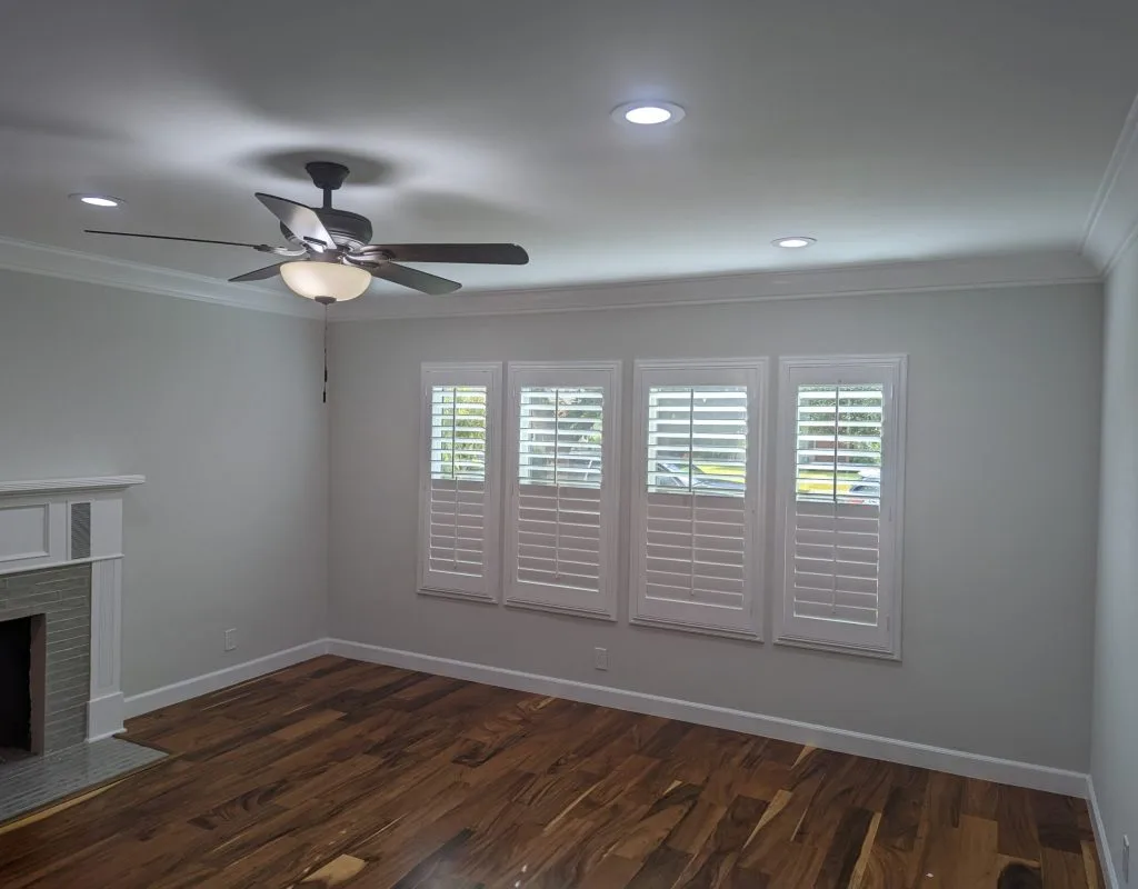 Custom shutter installation team working on a house in Whittier, CA